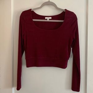 BP cropped long sleeve top maroon